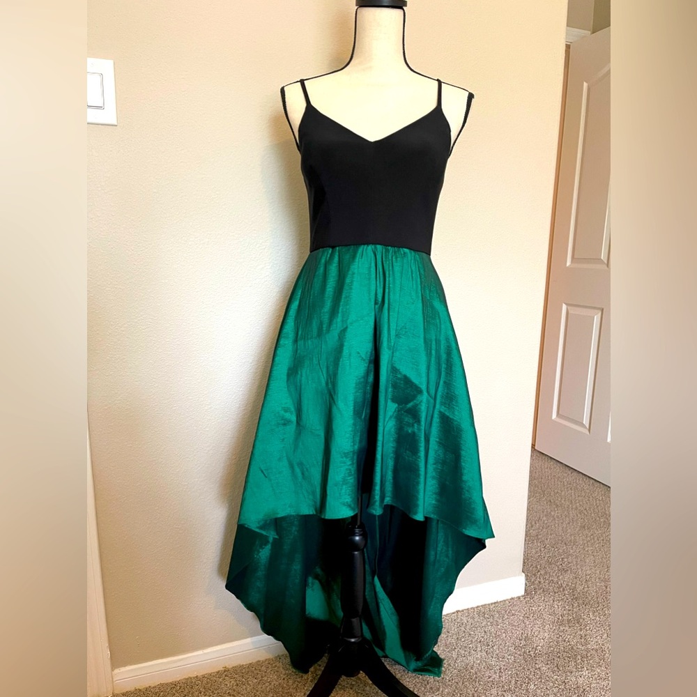 Black and emerald High Low gown